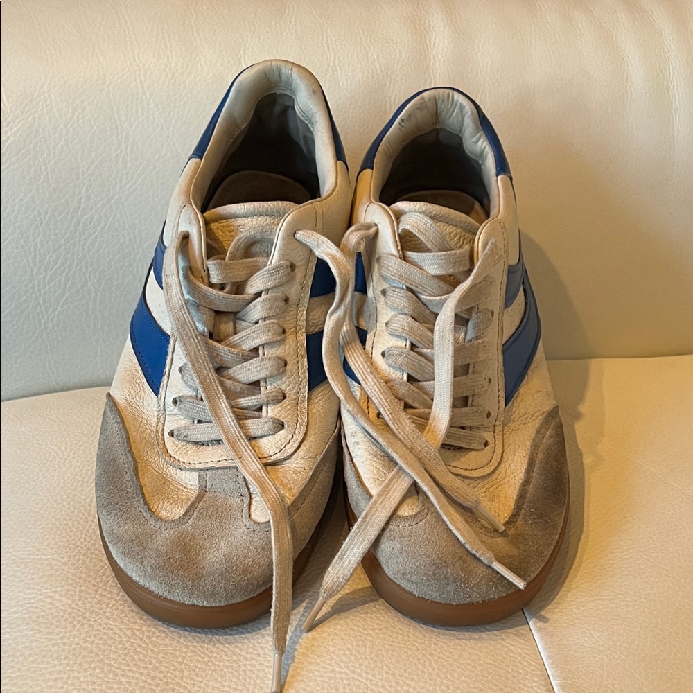 Vince Oasis White and Blue Leather & Suede Sneakers Size 10